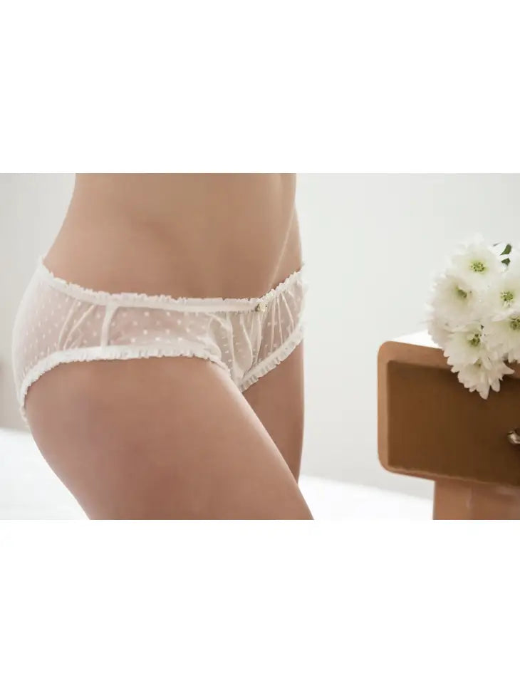 Voilà le Vélo CULOTTE MI-HAUTE EN TULLE À POIS BLANCS