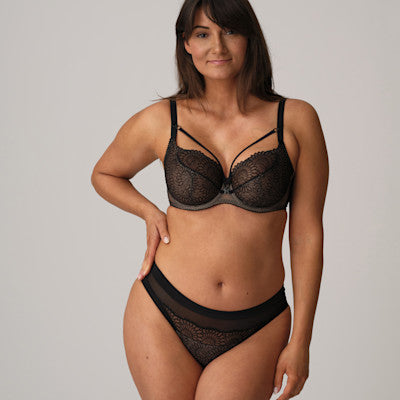 Slip Brésilien en Tulle Noir Brodé - Modèle Sophora, Élégance Et Séduction