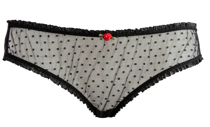 Culotte Femme Mi-Haute En Tulle Noir À Pois - Style Vintage Et Raffiné-N°230