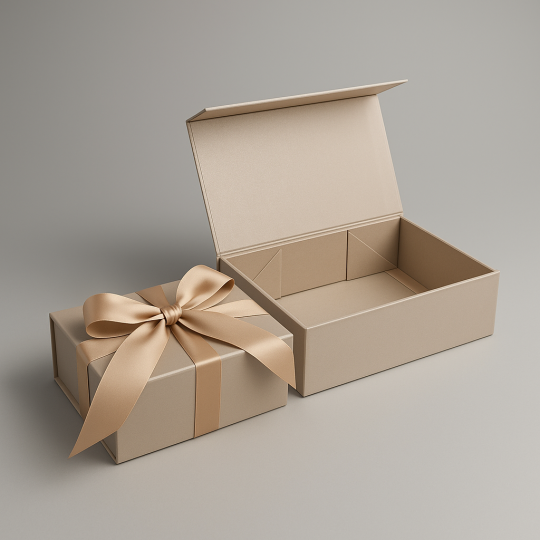 COFFRET CADEAU Doré / SAC SATIN Vert Sapin