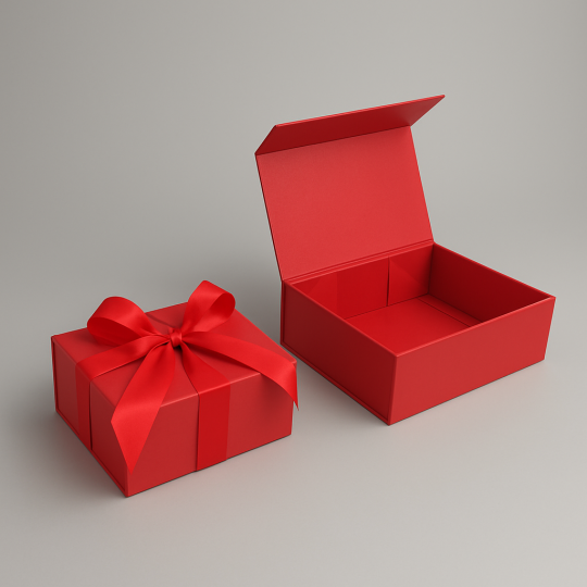 COFFRET CADEAU Rouge / SAC SATIN Vert Sapin