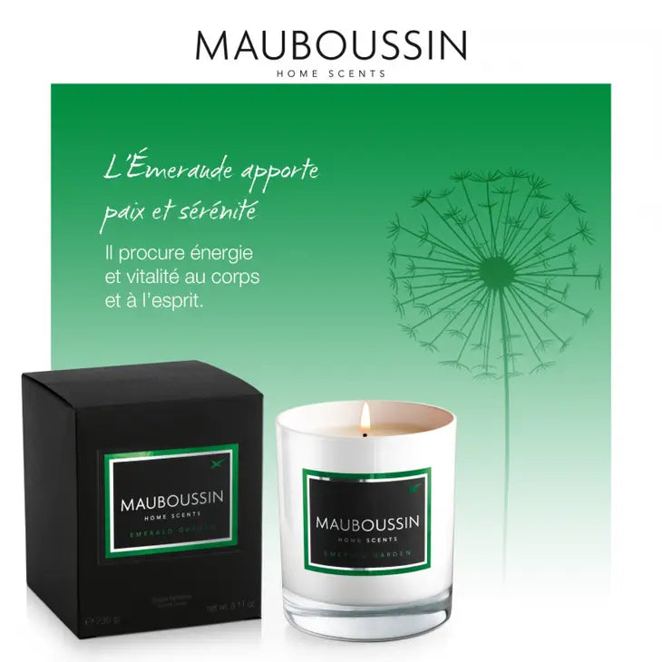 Bougie parfumée Emerald Garden de Mauboussin 230g-Une invitation à la détente et à l’évasion -N°352