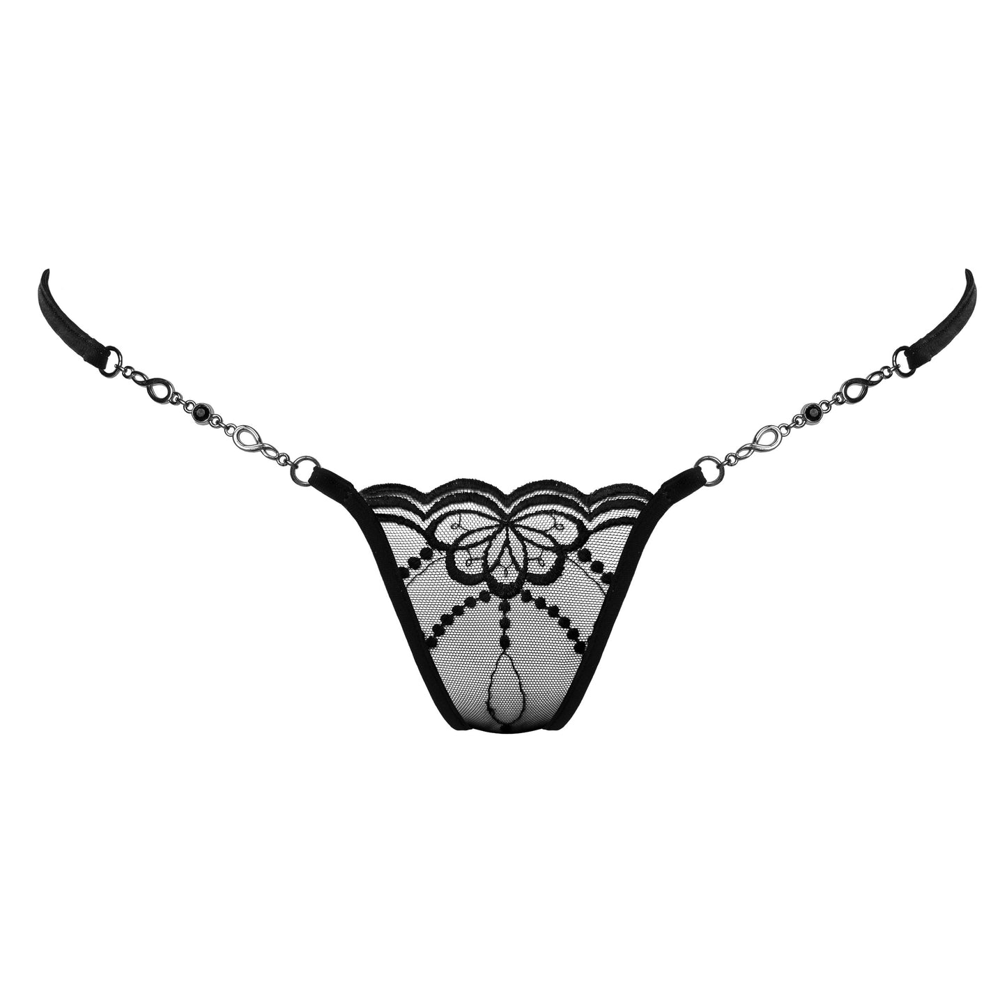 Lucky Cheeks Butterfly in Black… Mini string sexy en tulle brodé avec cristaux Swarovski