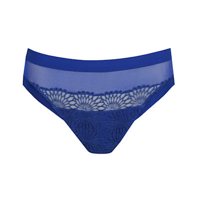 Slip Brésilien en Tulle Blue Print Brodé - L’Élégance Du Modèle Sophora -N°355