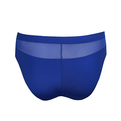 Slip Brésilien en Tulle Blue Print Brodé - L’Élégance Du Modèle Sophora -N°355